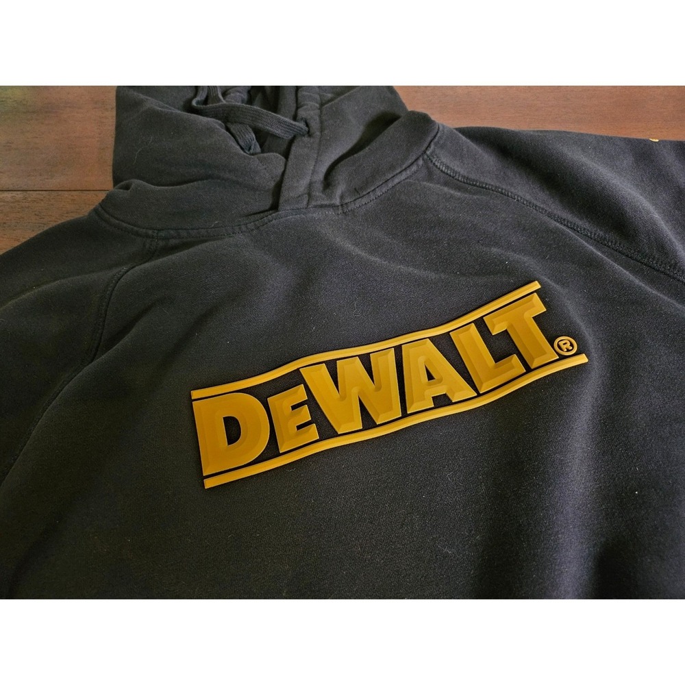 DeWalt Hoodie Pullover Men Large Black Yellow Logo Workwear Sweatshirt Pls Read